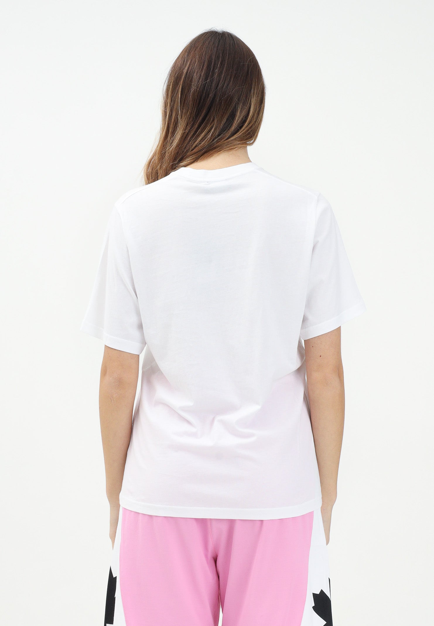DSQUARED2 T-shirt a manica corta bianca per donna, ragazzi e bambini con stampa logo su foglia d'acero DQ2743D0AC7 DQ100 DSQUARED2 