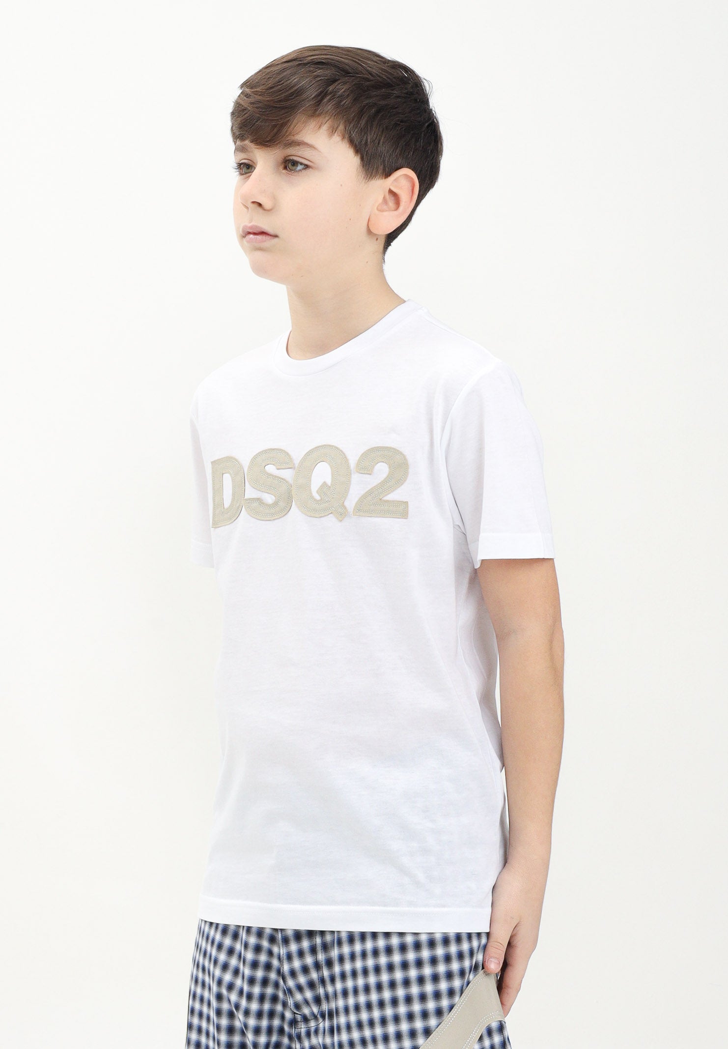 DSQUARED2 T-shirt a manica corta bianca per donna, ragazzi e bambini con ricamo logo DQ2749D004G DQ100 DSQUARED2 