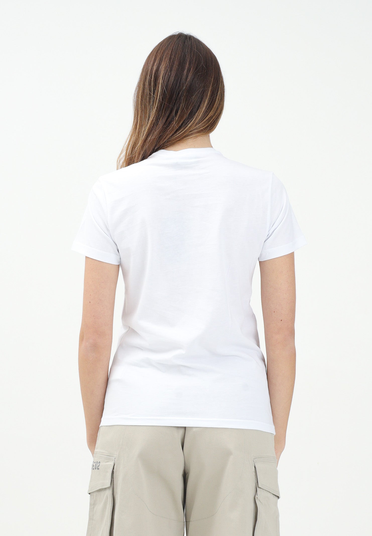 DSQUARED2 T-shirt a manica corta bianca per donna, ragazzi e bambini con grafica Passport DQ2753D0015 DQ100 DSQUARED2 