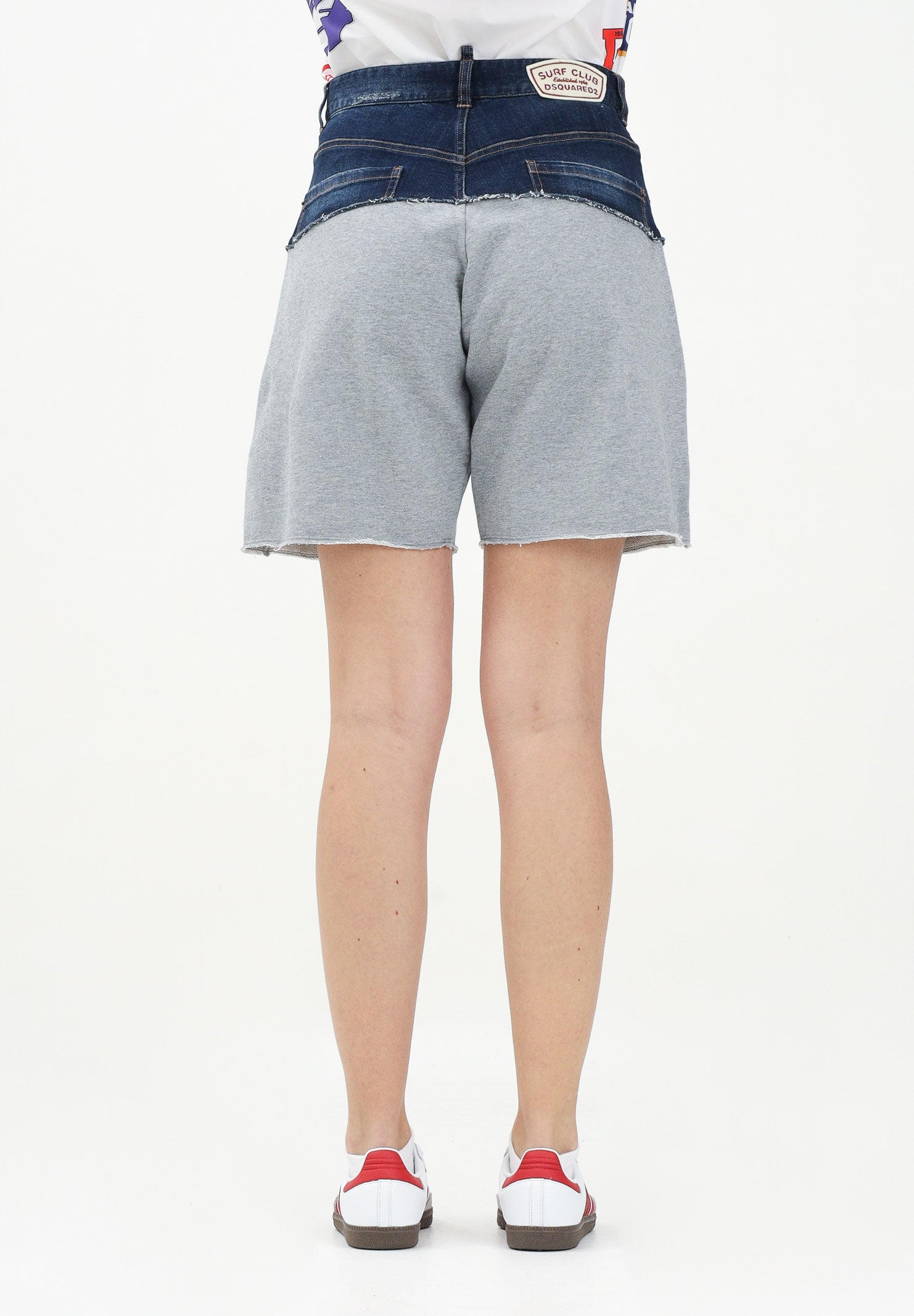 Bermuda in pile grigio e in denim per donna, ragazzi e bambini DQ2769D0ACI DQ937 DSQUARED2 