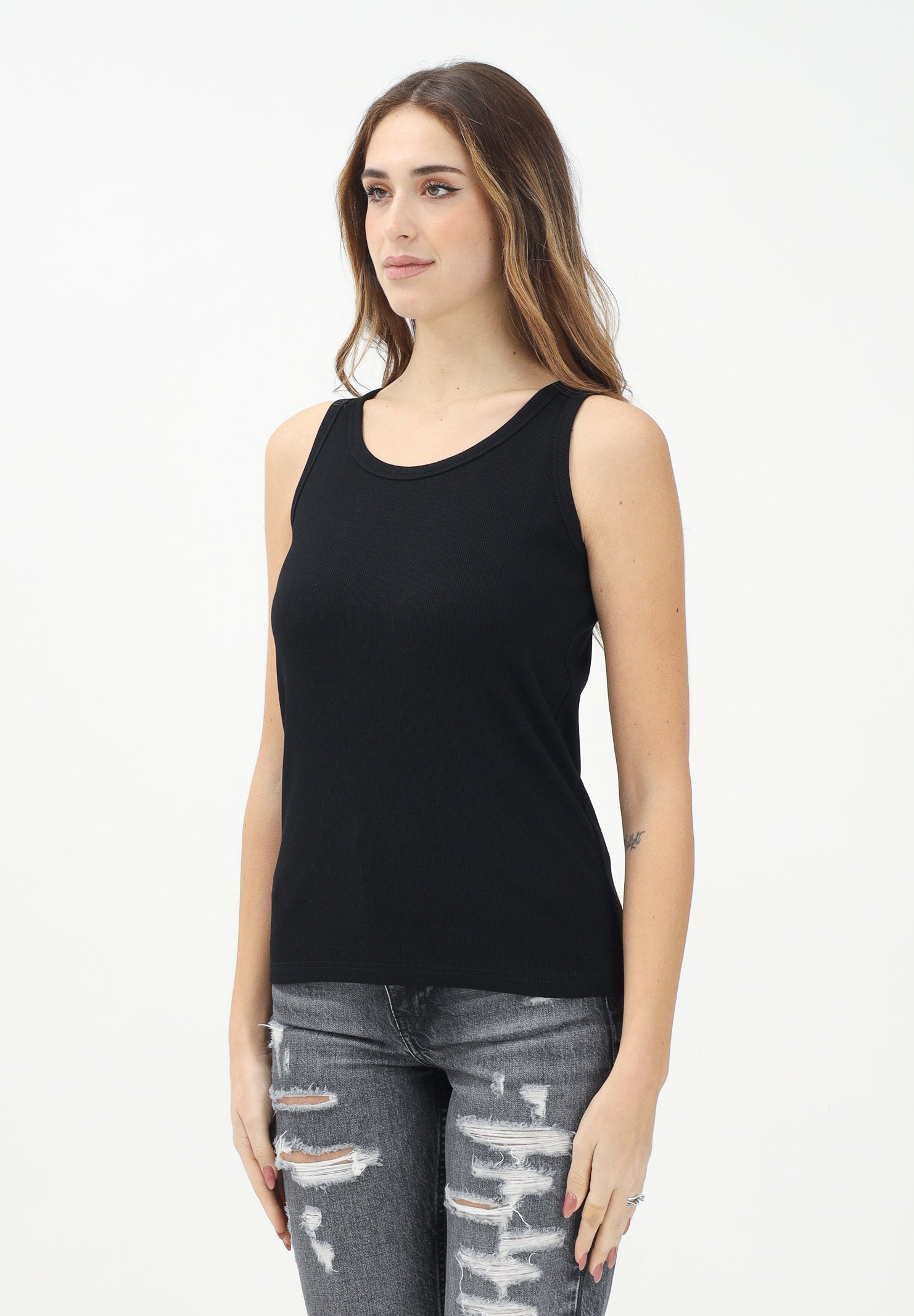 DSQUARED2 Canotta nera per donna, ragazzi e bambini con stampa logo DQ2783D0A2C DQ900 DSQUARED2 