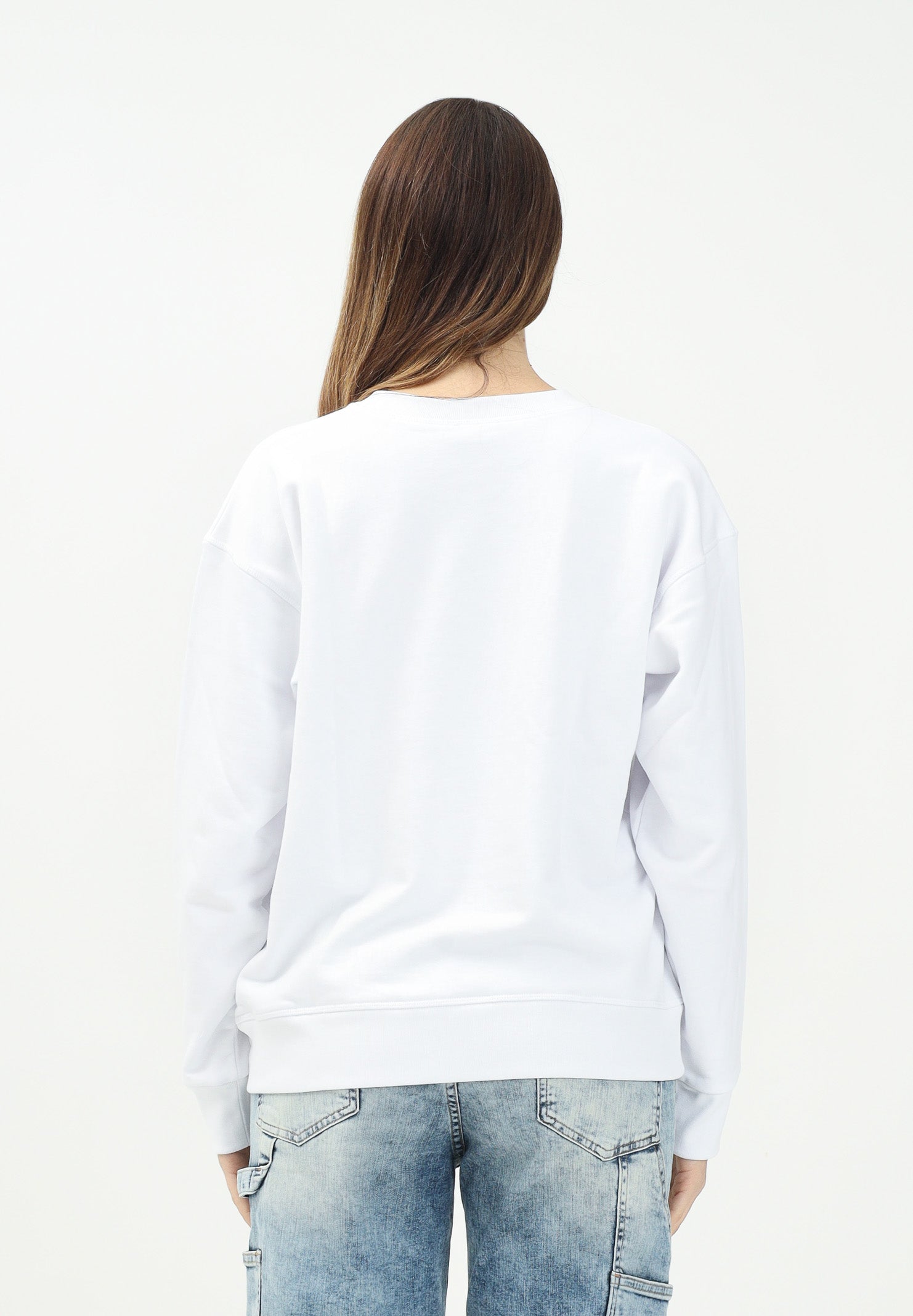 DSQUARED2 Felpa girocollo bianca per donna, ragazzi e bambini con foglia d'acero e logo DQ2786D0A9U DQ100 DSQUARED2 