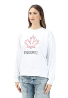 DSQUARED2 Felpa girocollo bianca per donna, ragazzi e bambini con foglia d'acero e logo DQ2786D0A9U DQ100 DSQUARED2 