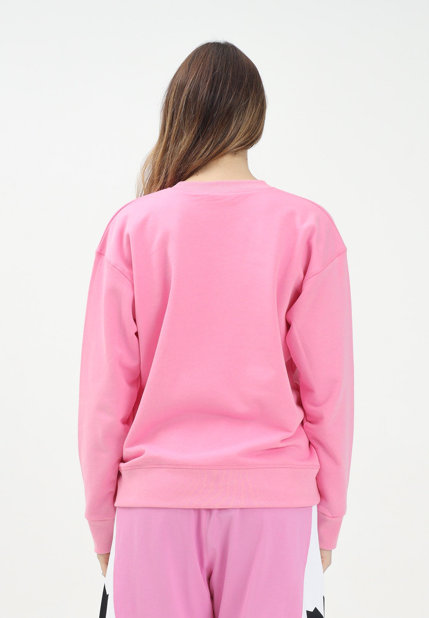 DSQUARED2 Felpa girocollo rosa per donna e bambina con foglia d'acero e logo DQ2786D0A9U DQ321 DSQUARED2 