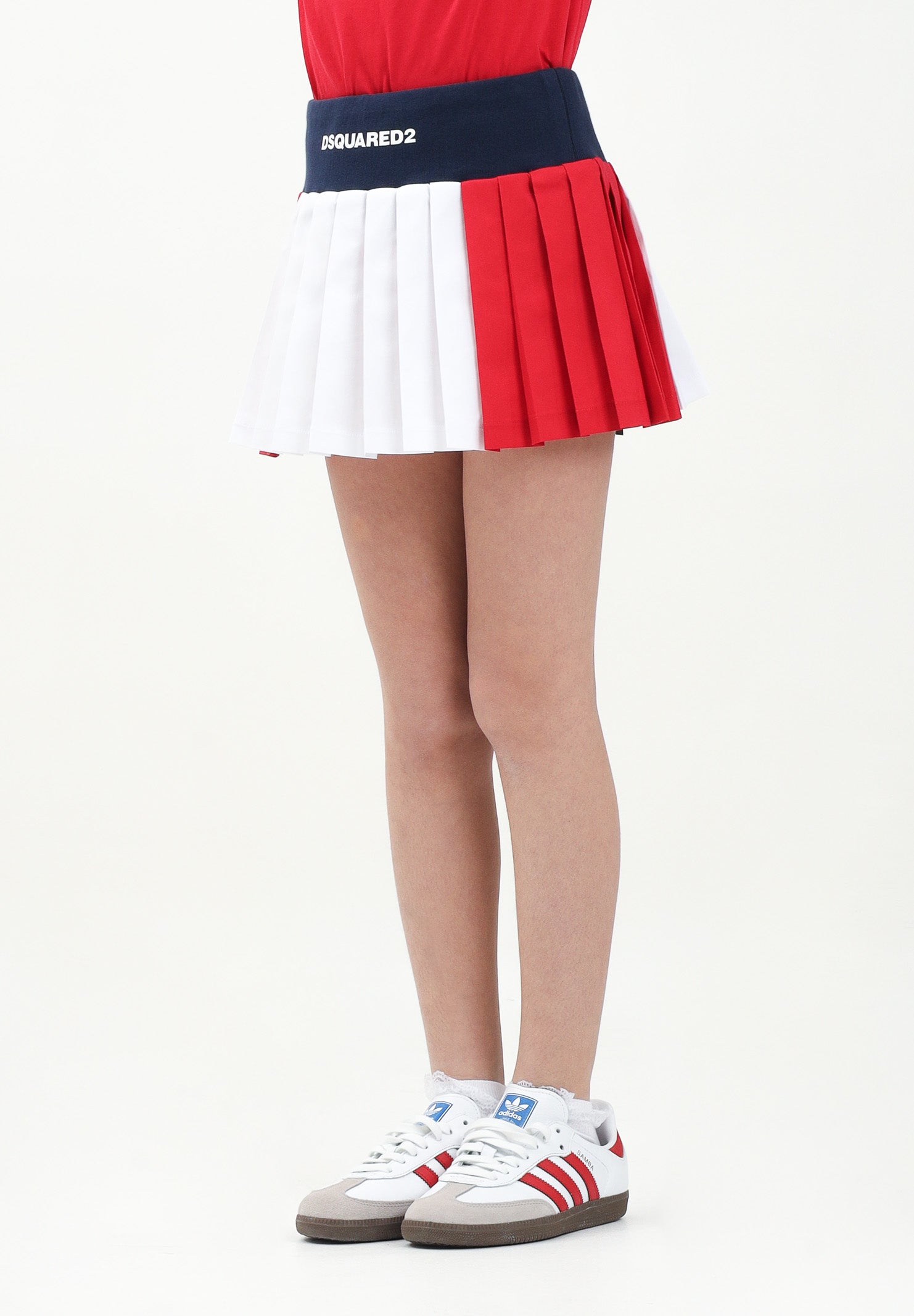 DSQUARED2 Gonna corta tricolore per donna e bambina con stampa logo DQ2810D0ABR DQ100 DSQUARED2 