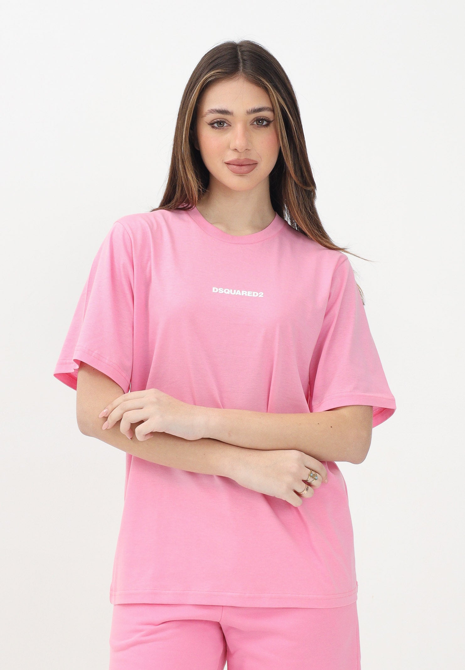 DSQUARED2 T-shirt a manica corta rosa per donna, ragazzi e bambini con logo DSQUARED2 DQ2823D004G DQ321 DSQUARED2 