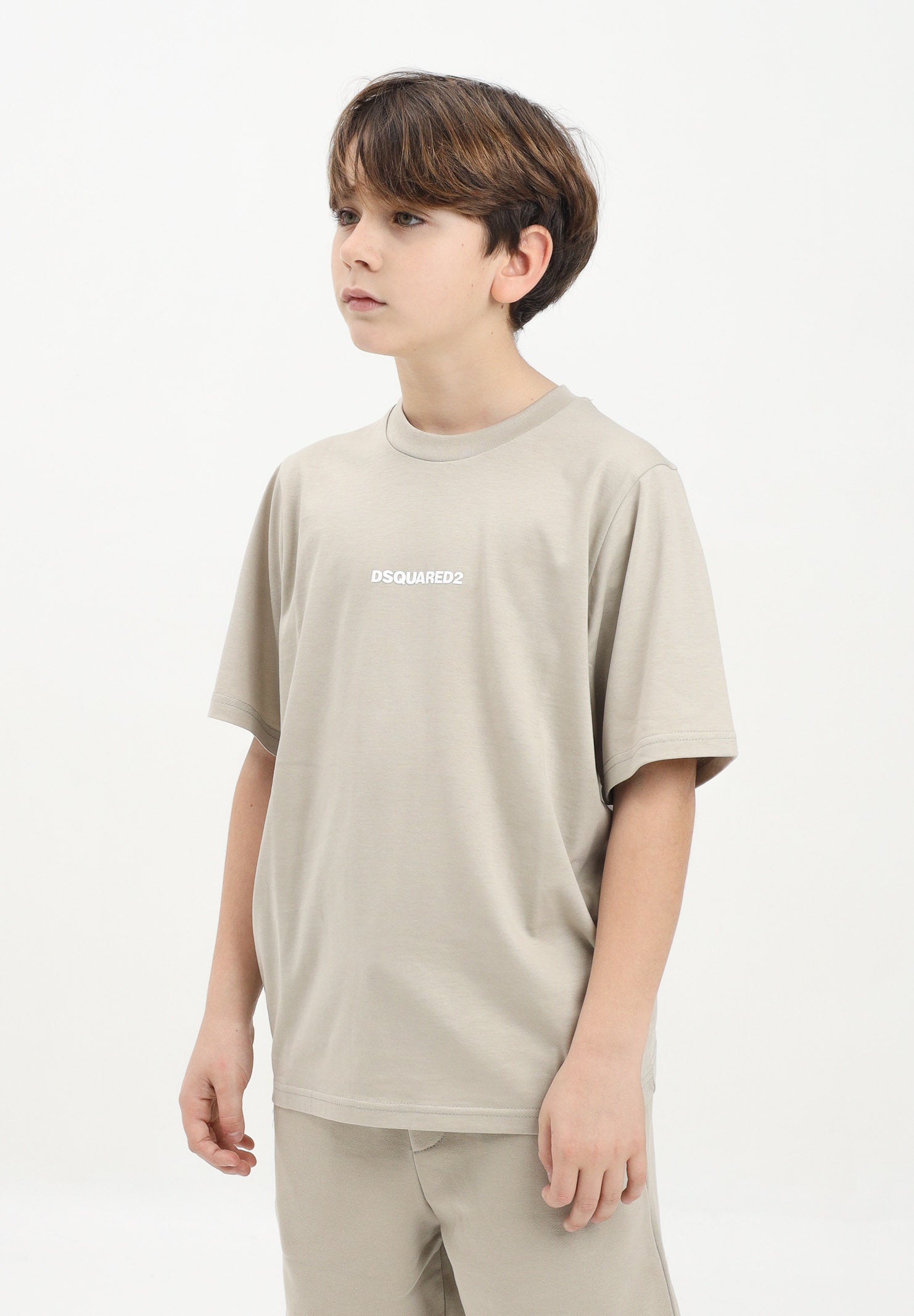 DSQUARED2 T-shirt a manica corta beige per donna, ragazzi e bambini con logo DSQUARED2 DQ2823D004G DQ717 DSQUARED2 