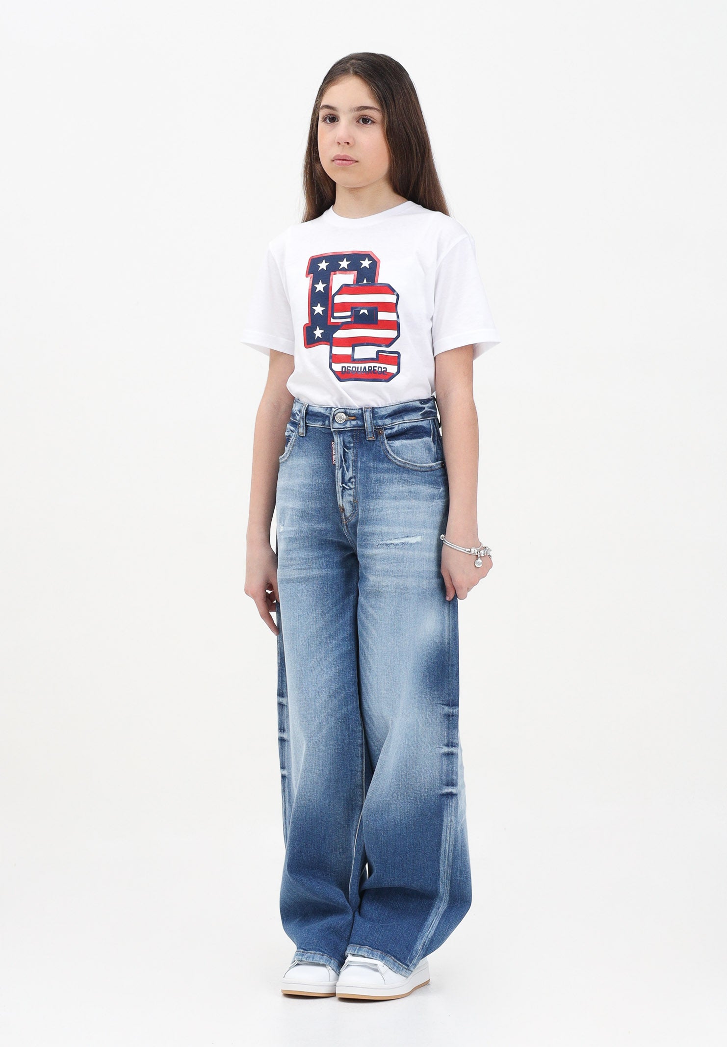 DSQUARED2 Jeans in denim blu per donna, ragazzi e bambini medio modello Traveller DQ2829D0ABW DQ01 DSQUARED2 