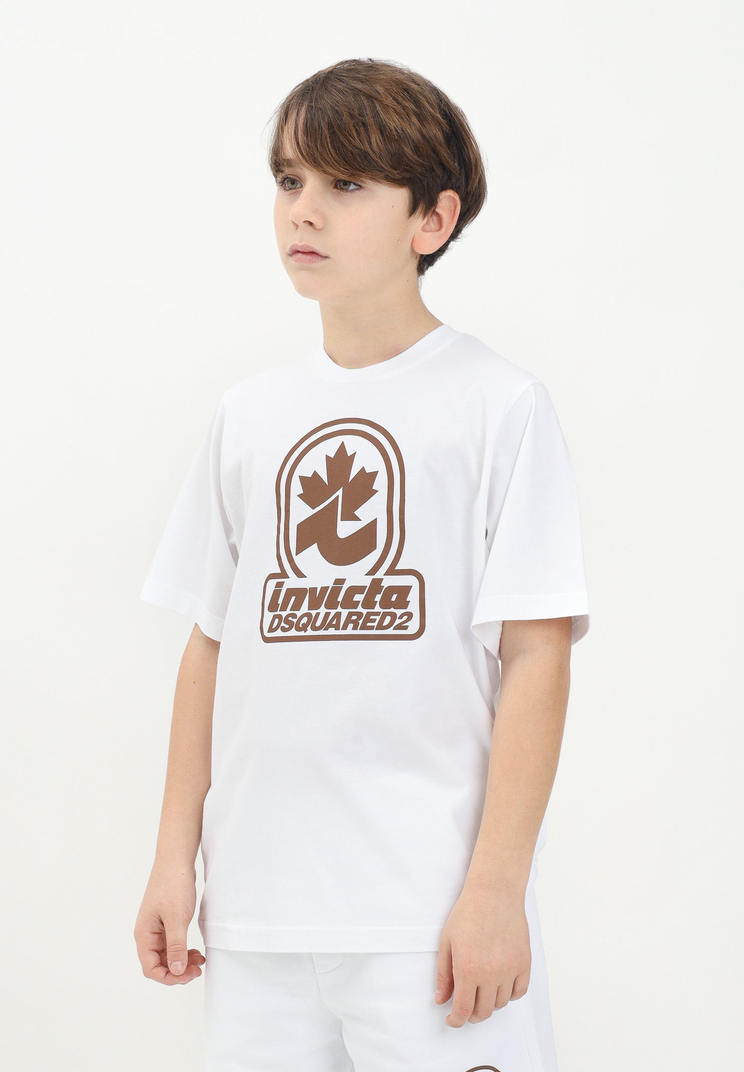 DSQUARED2 T-shirt a manica corta bianca per donna, ragazzi e bambini Invicta x Dsquared2 DQ2924D0AD3 DQ100 DSQUARED2 