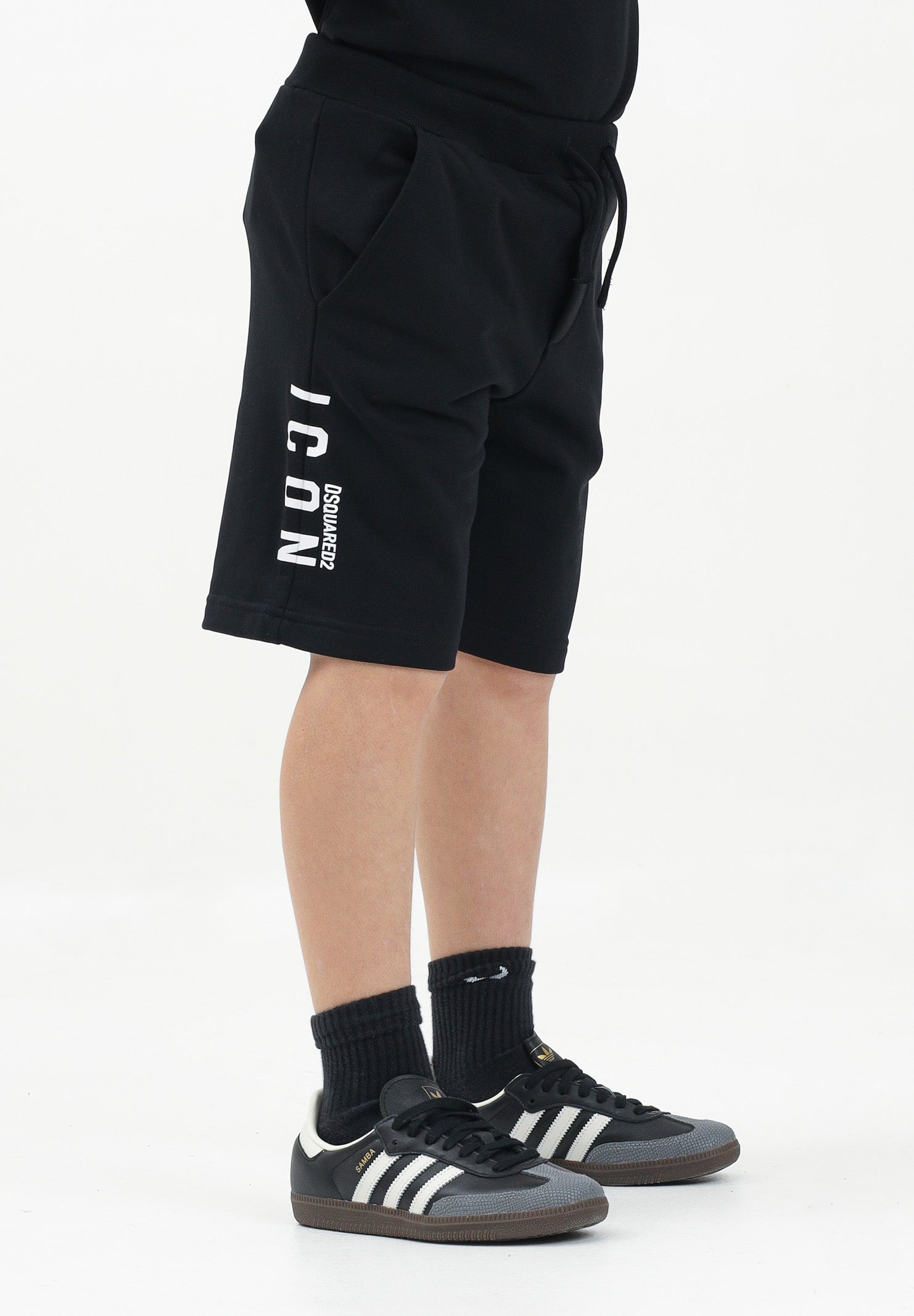 DSQUARED2 Shorts sportivo nero per donna, ragazzi e bambini con stampa logo DQ2930D0094 DQ900 DSQUARED2 