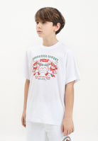 DSQUARED2 T-shirt a manica corta bianca per donna, ragazzi e bambini con grafica originale "Cowboy Pizza" DQ2975D004G DQ100 DSQUARED2 