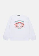 Felpa girocollo bianca per bambino e bambina con grafica Cowboy Pizza DQ2977D0094-B DQ100 DSQUARED2 