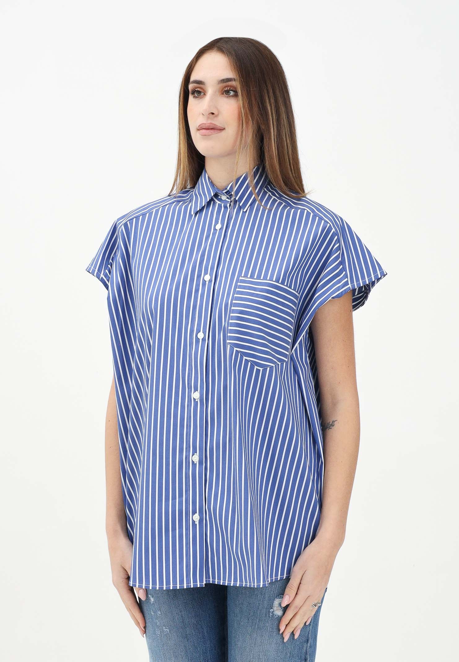 GAELLE Camicia smanicata a righe bianche e blu da donna GAABW03891 BL48 GAELLE 