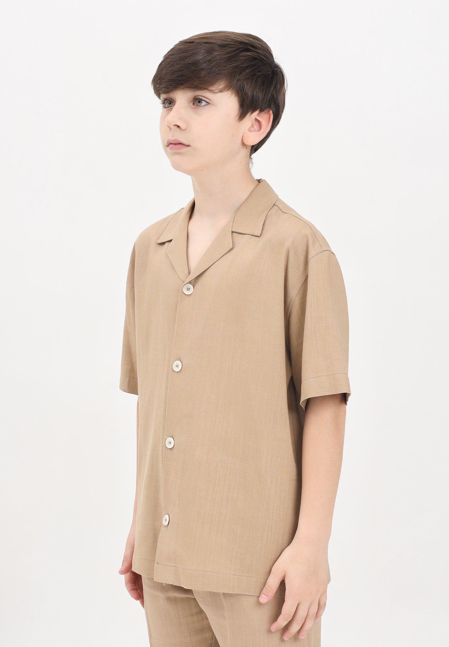 I'M BRIAN Camicia a manica corta beige da bambino CA3283J 0025 I'M BRIAN 