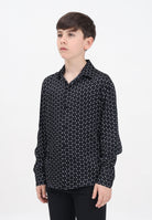 I'M BRIAN Camicia a manica lunga nera da bambino con stampa geometrica CA3305J 0028 I'M BRIAN 