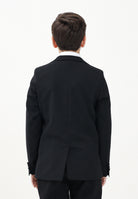 I'M BRIAN Giacca monopetto nera da bambino con rever a lancia rivestito da paillettes GIA3225J 009 I'M BRIAN 