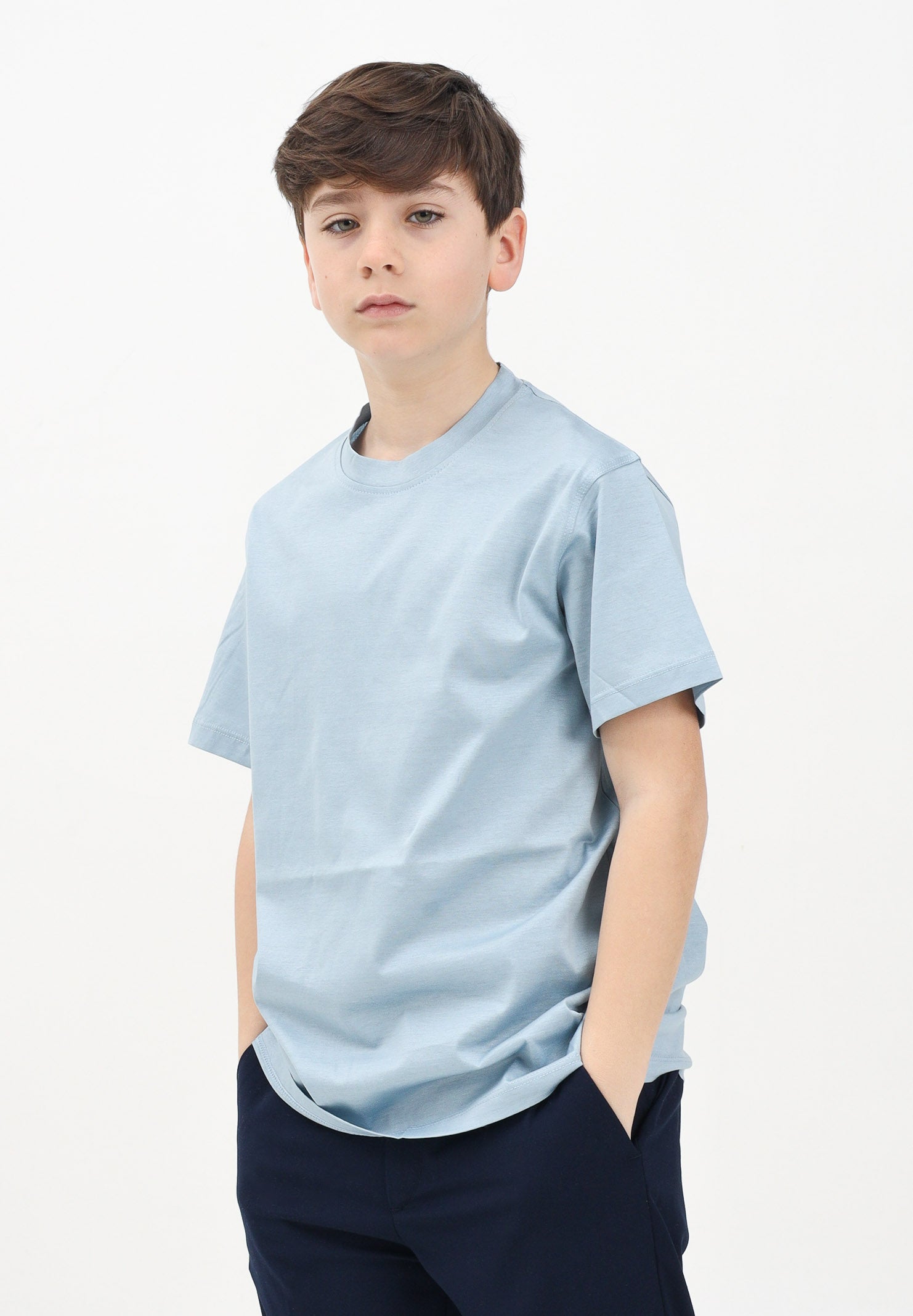 I'M BRIAN T-shirt a manica corta azzurro polvere da bambino TS3327J POL I'M BRIAN 