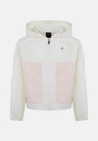 JORDAN Felpa con zip in tessuto utility bianca da bambina con logo 45D693 W3Z JORDAN 