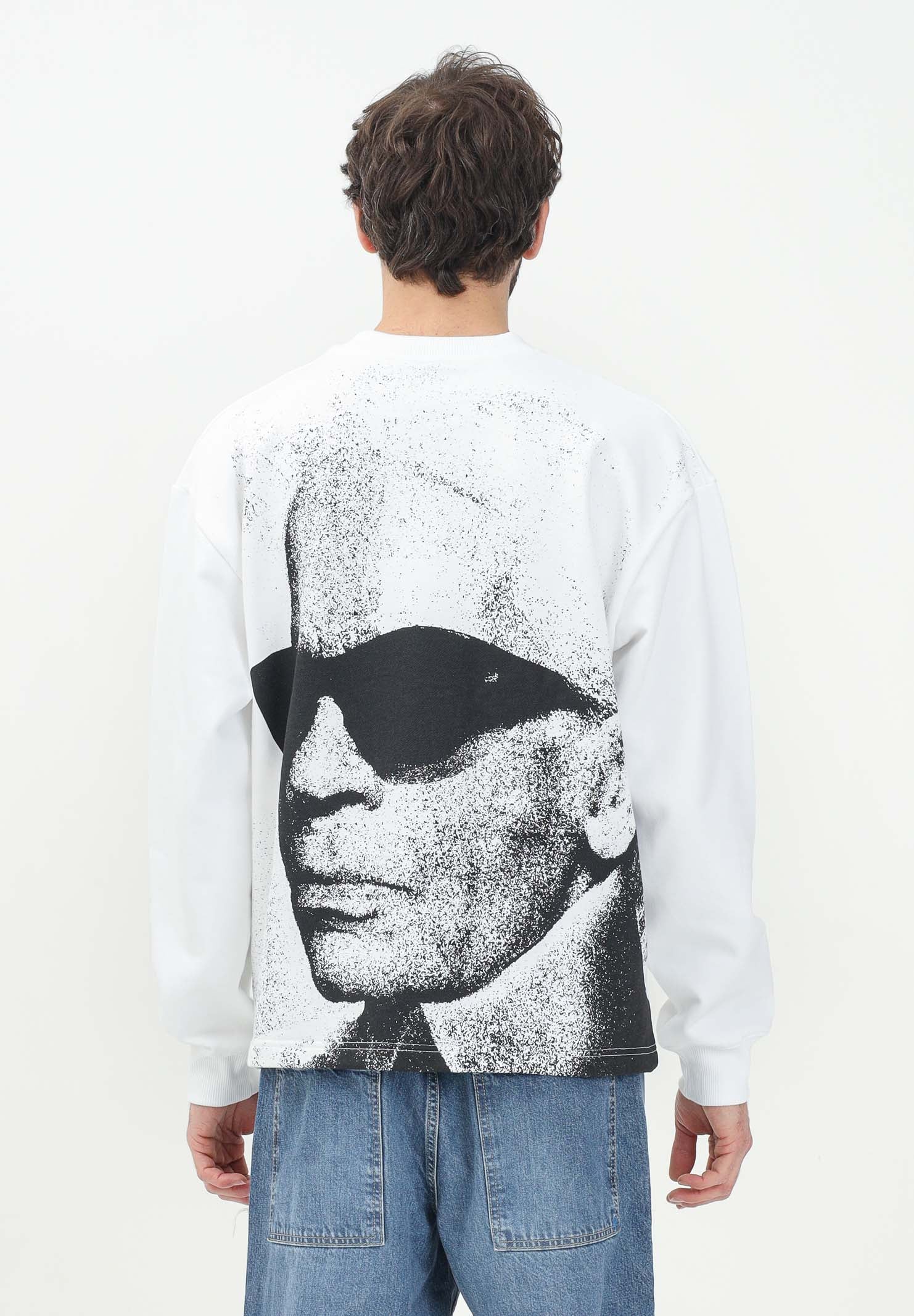 KARL LAGERFELD Felpa girocollo bianca da uomo con stampa Karl Lagerfeld KLA1M20070 100 KARL LAGERFELD 
