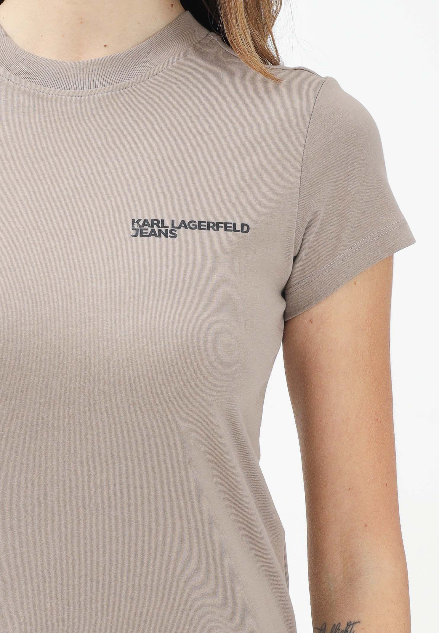 KARL LAGERFELD T-shirt a manica corta beige da donna decorata con il logo "Karl Lagerfeld Jeans" KLA1W17004 1JH KARL LAGERFELD 