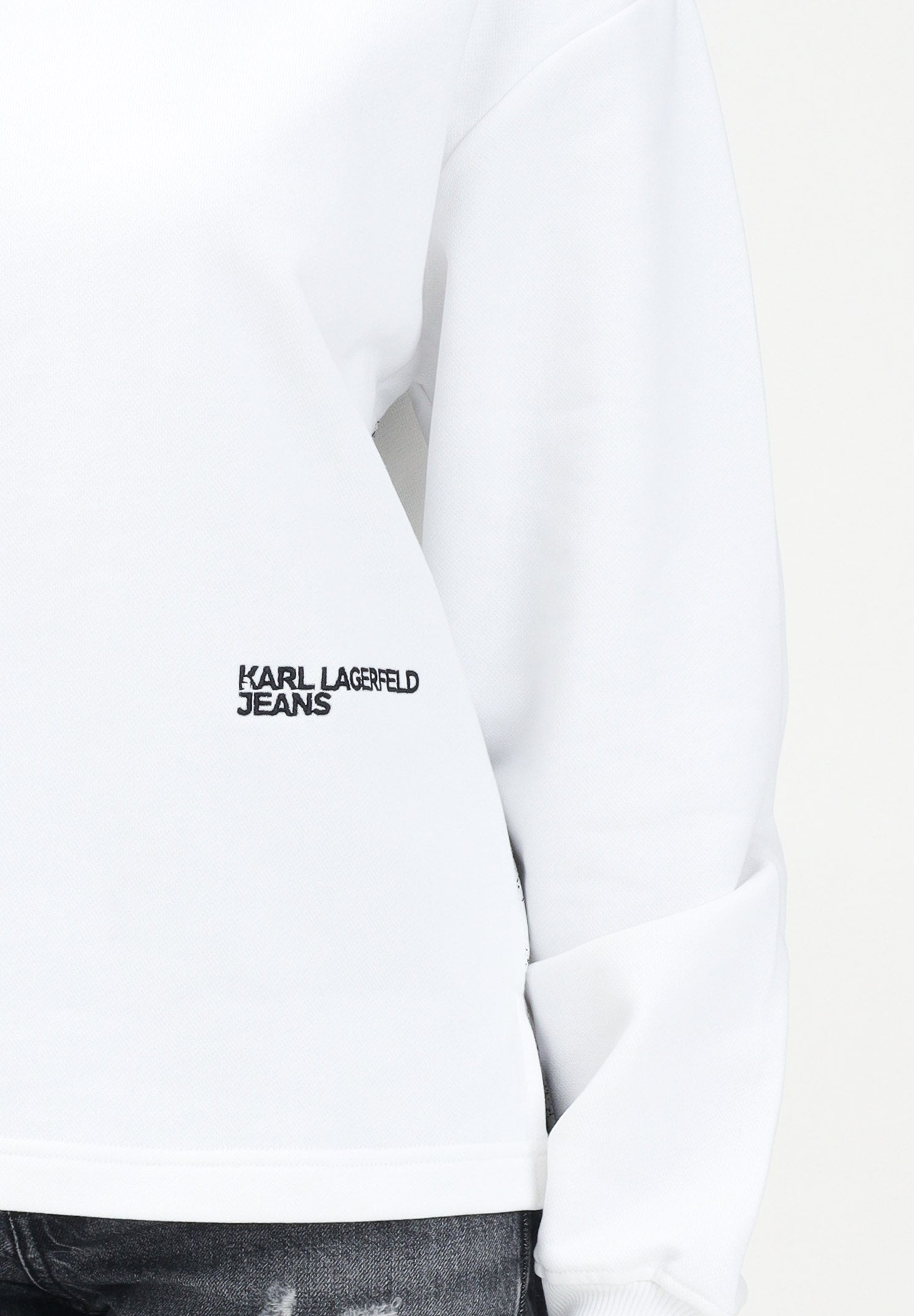 KARL LAGERFELD Felpa girocollo bianca da donna con stampa Karl Lagerfeld KLA1W20068 100 KARL LAGERFELD 