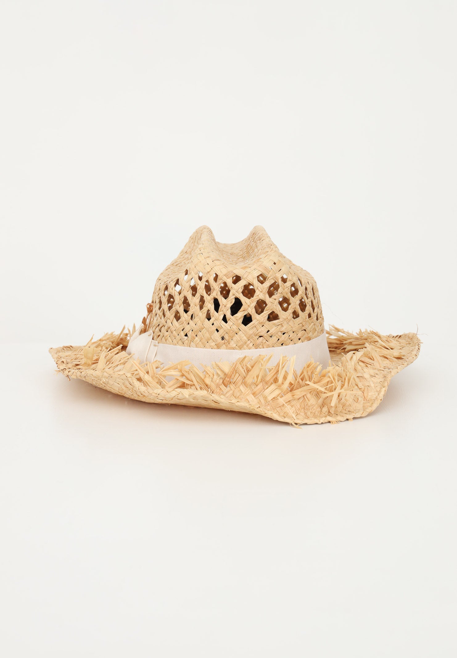 LUNATIQUE Cappello in paglia da donna con lavorazione traforata e fiocco NADYRA BEIGE LUNATIQUE 