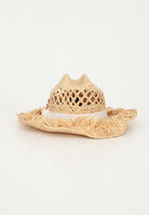 LUNATIQUE Cappello in paglia da donna con lavorazione traforata e fiocco NADYRA BEIGE LUNATIQUE 