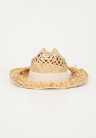 LUNATIQUE Cappello in paglia da donna con lavorazione traforata e fiocco NADYRA BEIGE LUNATIQUE 