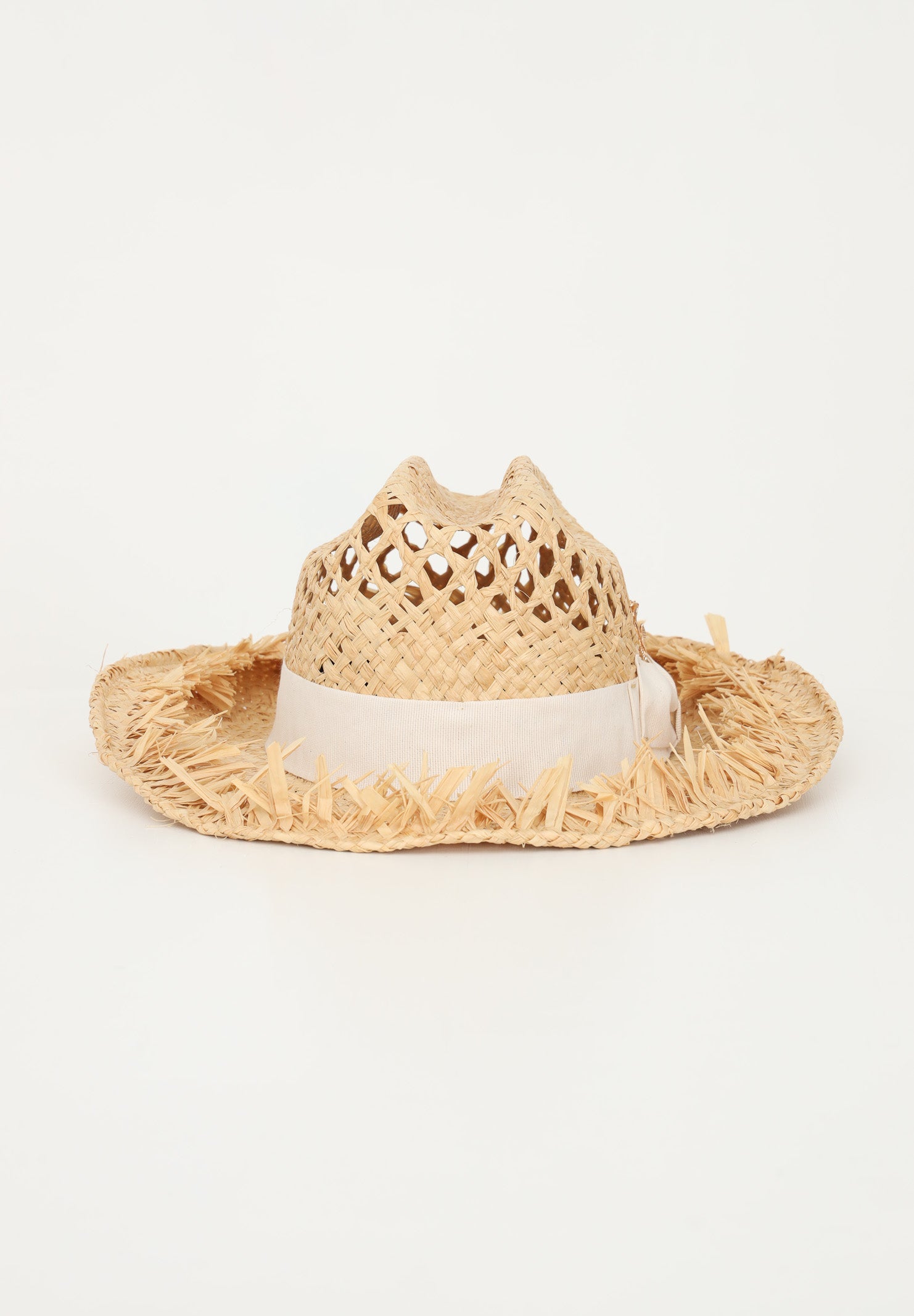 LUNATIQUE Cappello in paglia da donna con lavorazione traforata e fiocco NADYRA BEIGE LUNATIQUE 