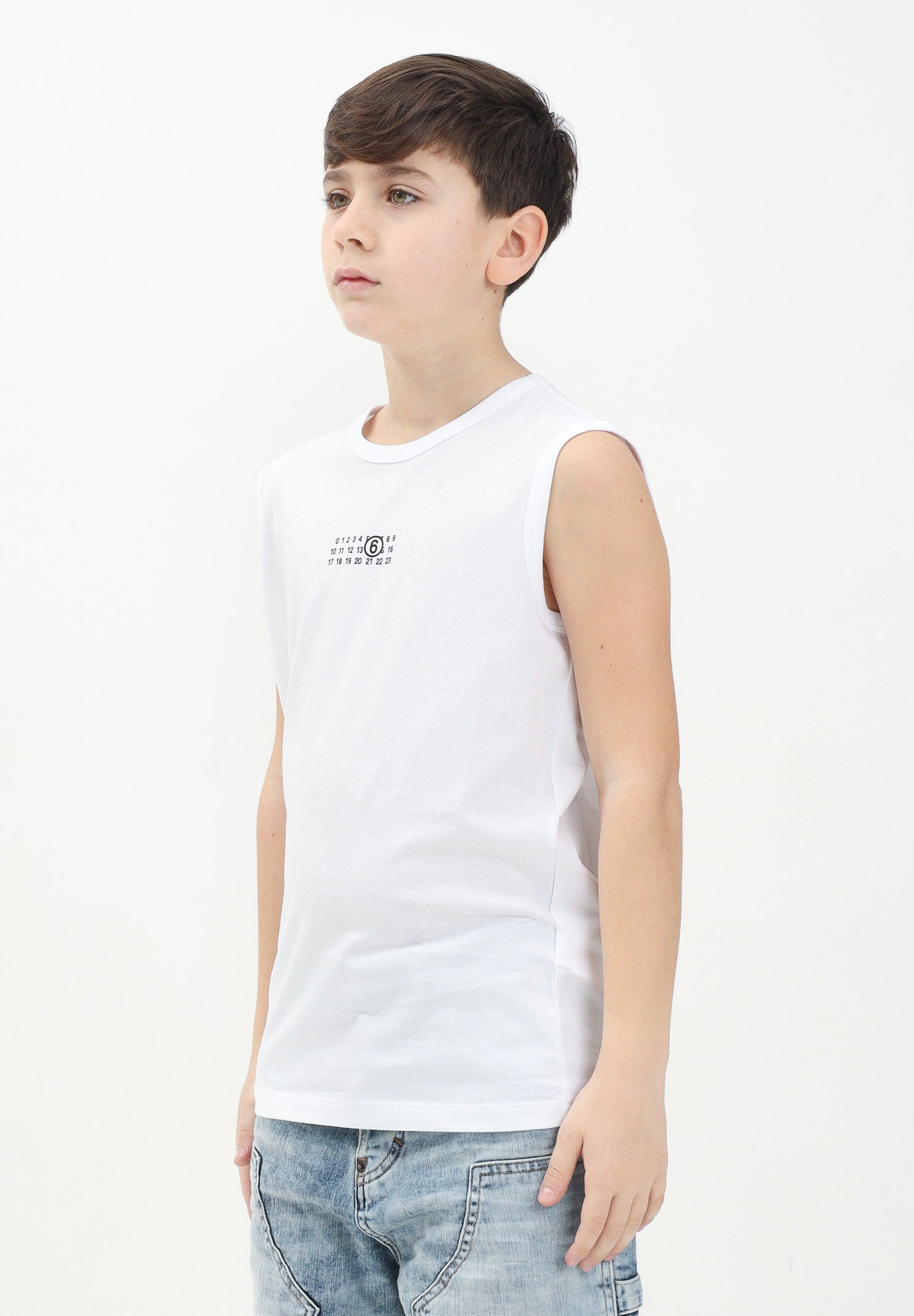 MAISON MARGIELA Canotta bianca per donna, ragazzi e bambini con stampa Numeric M60575MM009 M6100 MAISON MARGIELA 