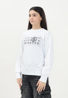 MAISON MARGIELA Felpa girocollo bianca per donna, ragazzi e bambini con logo numerico Pixe M60796MM02X M6100 MAISON MARGIELA 