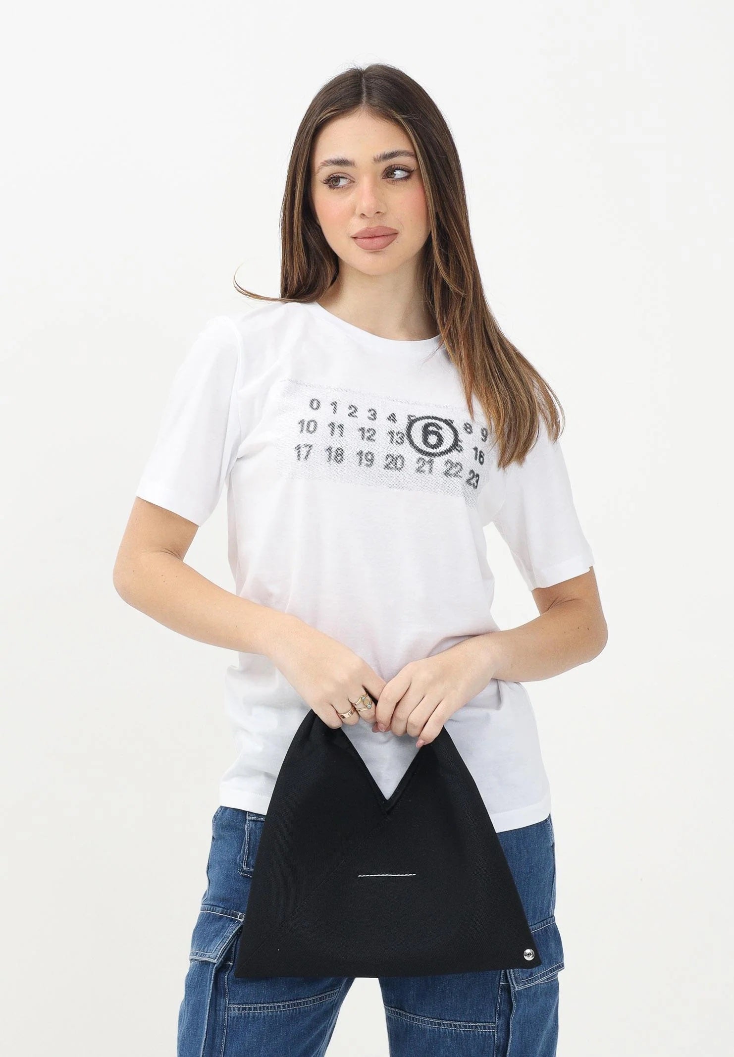 MAISON MARGIELA T-shirt a manica corta bianca per donna, ragazze e bambina con "Stamp Numbers" M60803MM02Y M6100 MAISON MARGIELA 