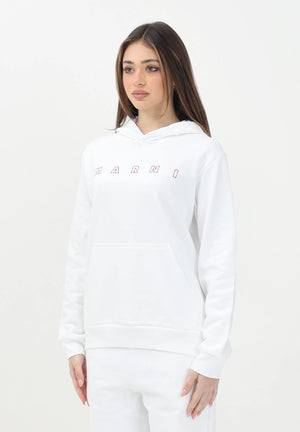 MARNI Felpa con cappuccio bianca per donna, ragazzi e bambini rifinita da stampa logo M01407M00V0 0M100 MARNI 