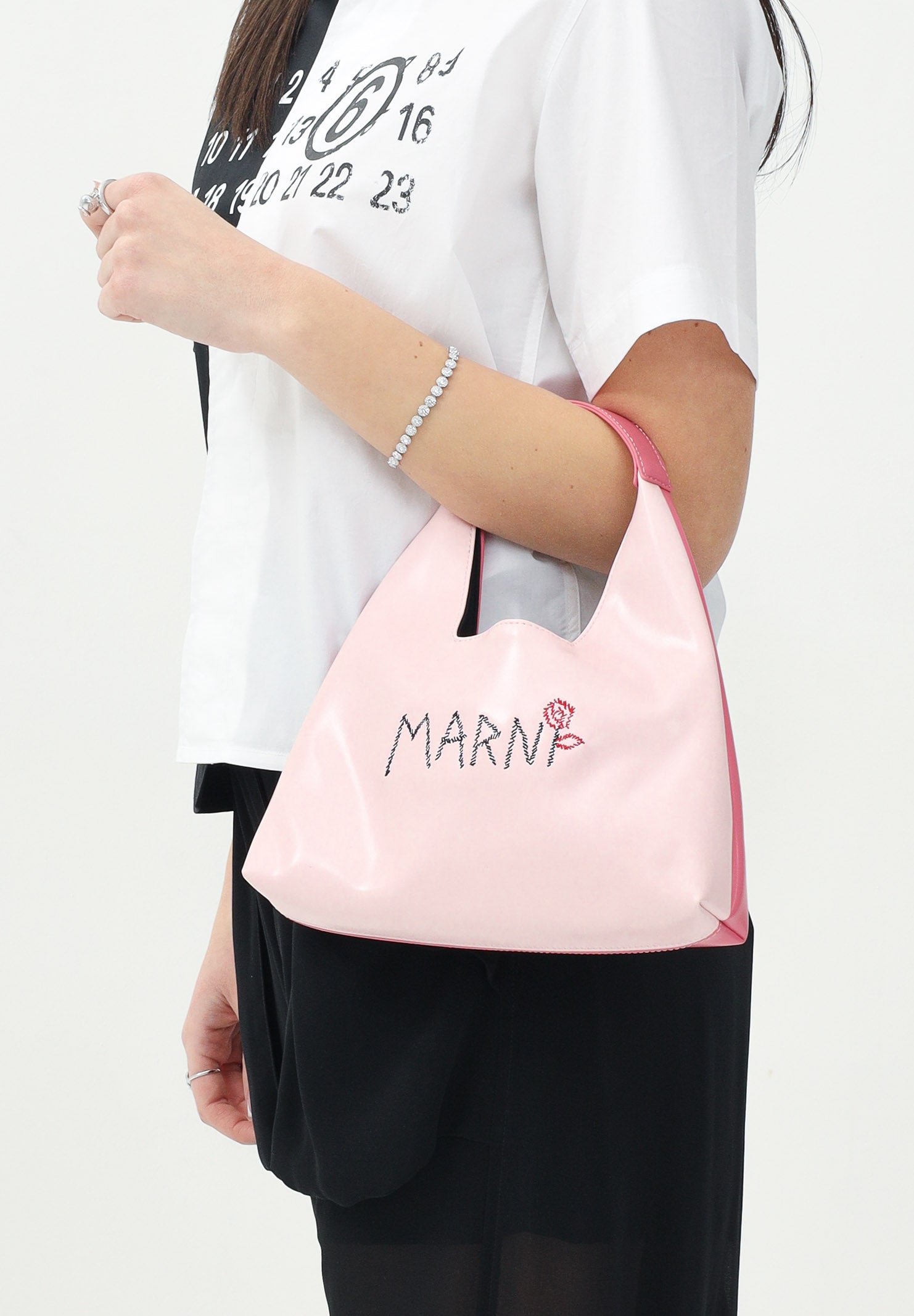 MARNI Borsa a mano Diamond rosa da donna con logo Marni Flower M01478M00TK 0M347 MARNI 