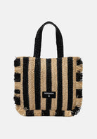 PATRIZIA PEPE Borsa mare da donna caratterizzata da un vivace design a righe verticali nere e beige 2B0135V004 FE22 PATRIZIA PEPE 