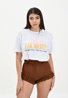 SANTAS T-shirt a manica corta bianca da donna con stampa DOLCEFARNIENTE BIANCO SANTAS 