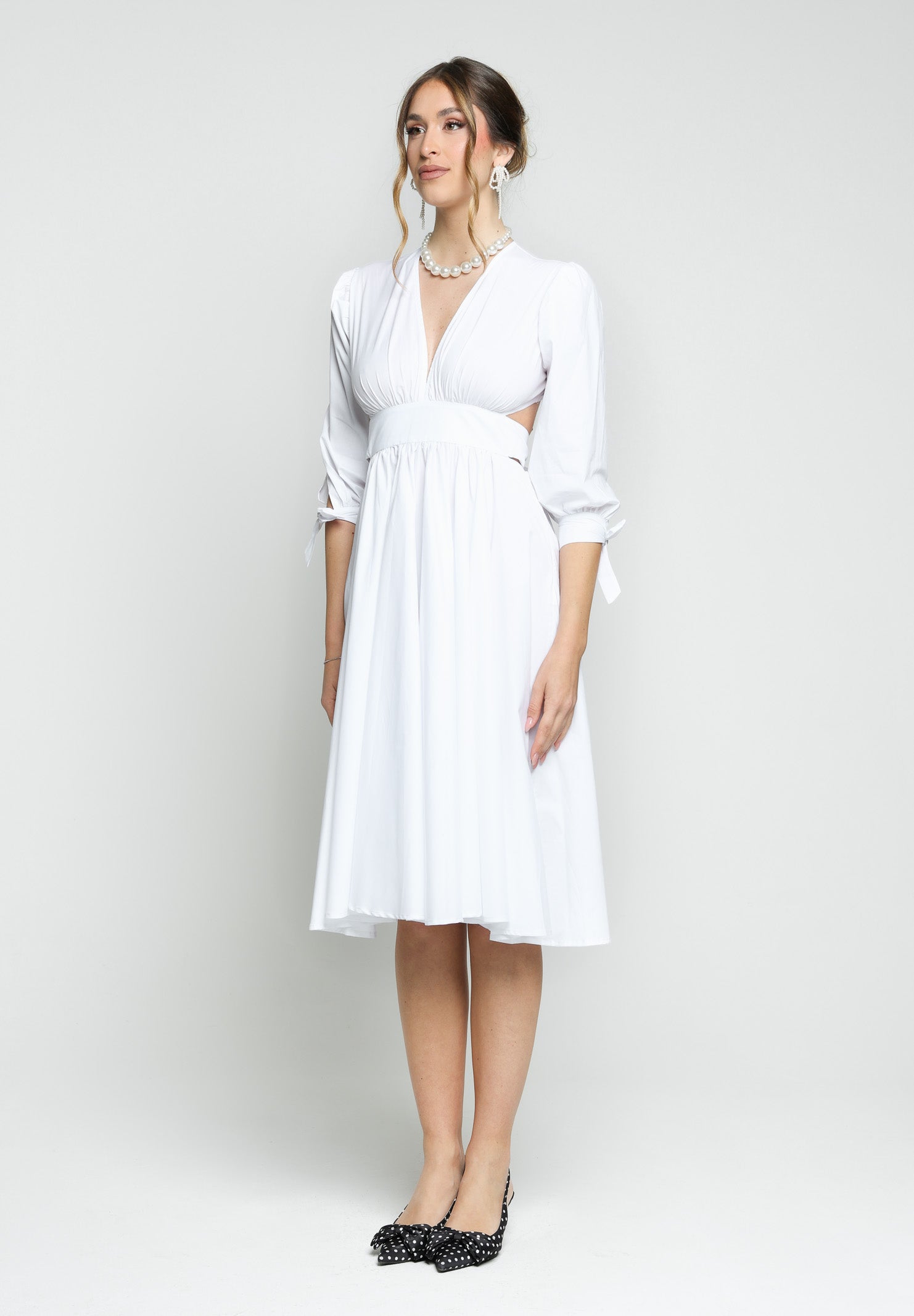 SANTAS Abito midi TIRAMISU' bianco da donna PV25019 BIANCO SANTAS 