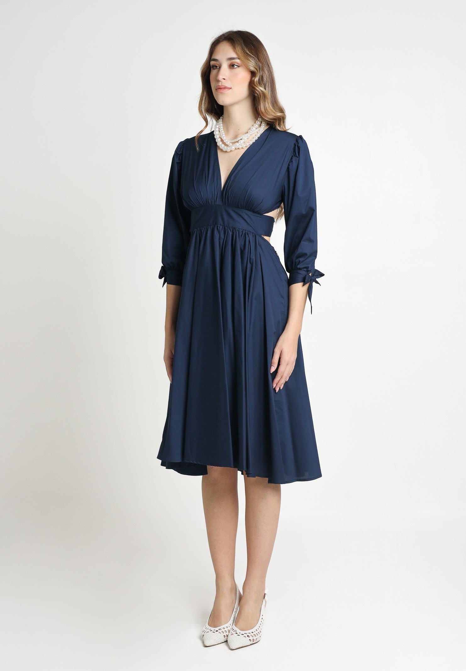 SANTAS Abito midi TIRAMISU' blu da donna PV25019 BLUE SANTAS 