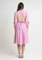 SANTAS Abito midi TIRAMISU' rosa da donna con stampa a righe PV25023 ROSA SANTAS 
