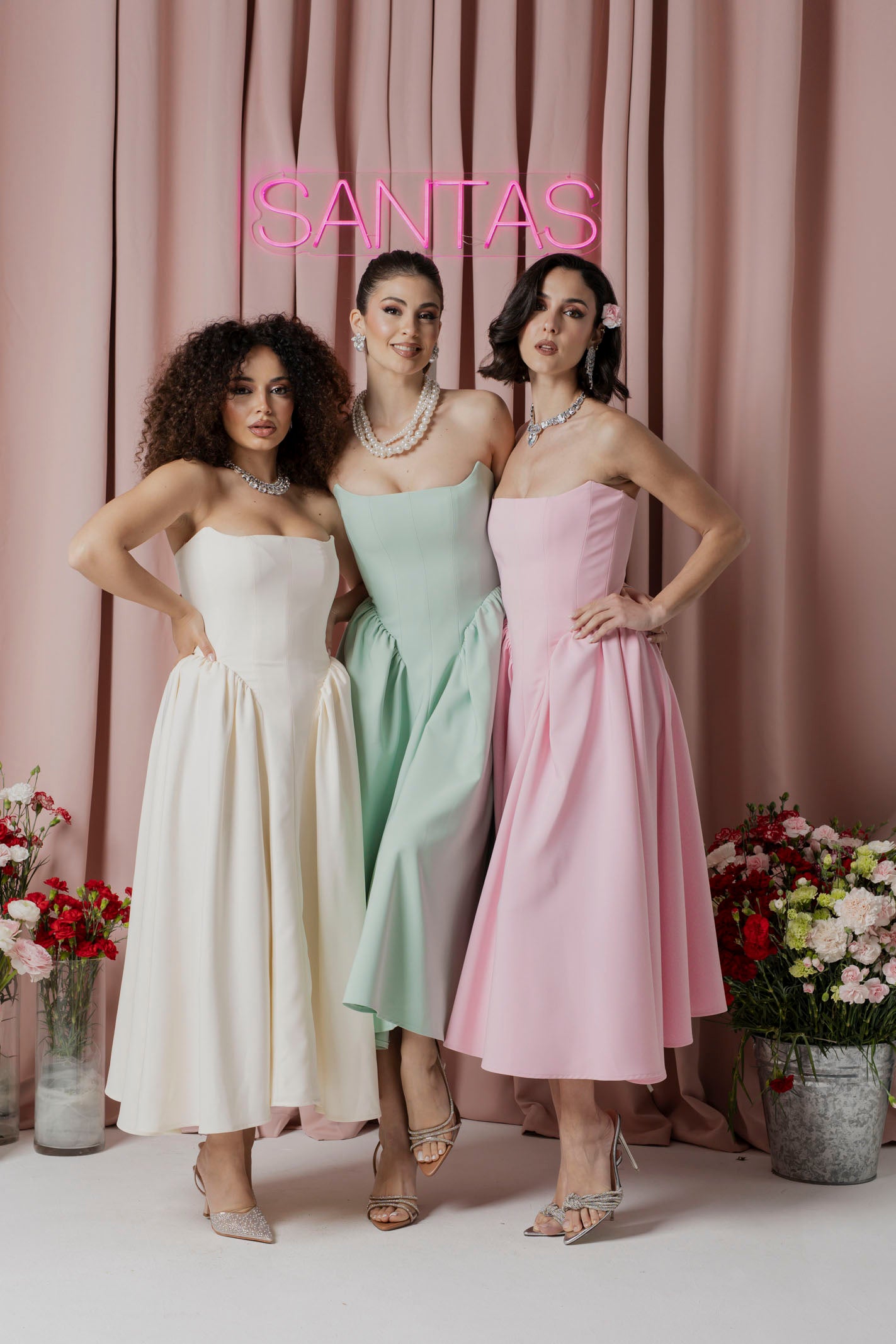 SANTAS Abito midi MARSHMALLOW rosa da donna PV2509 ROSA SANTAS 