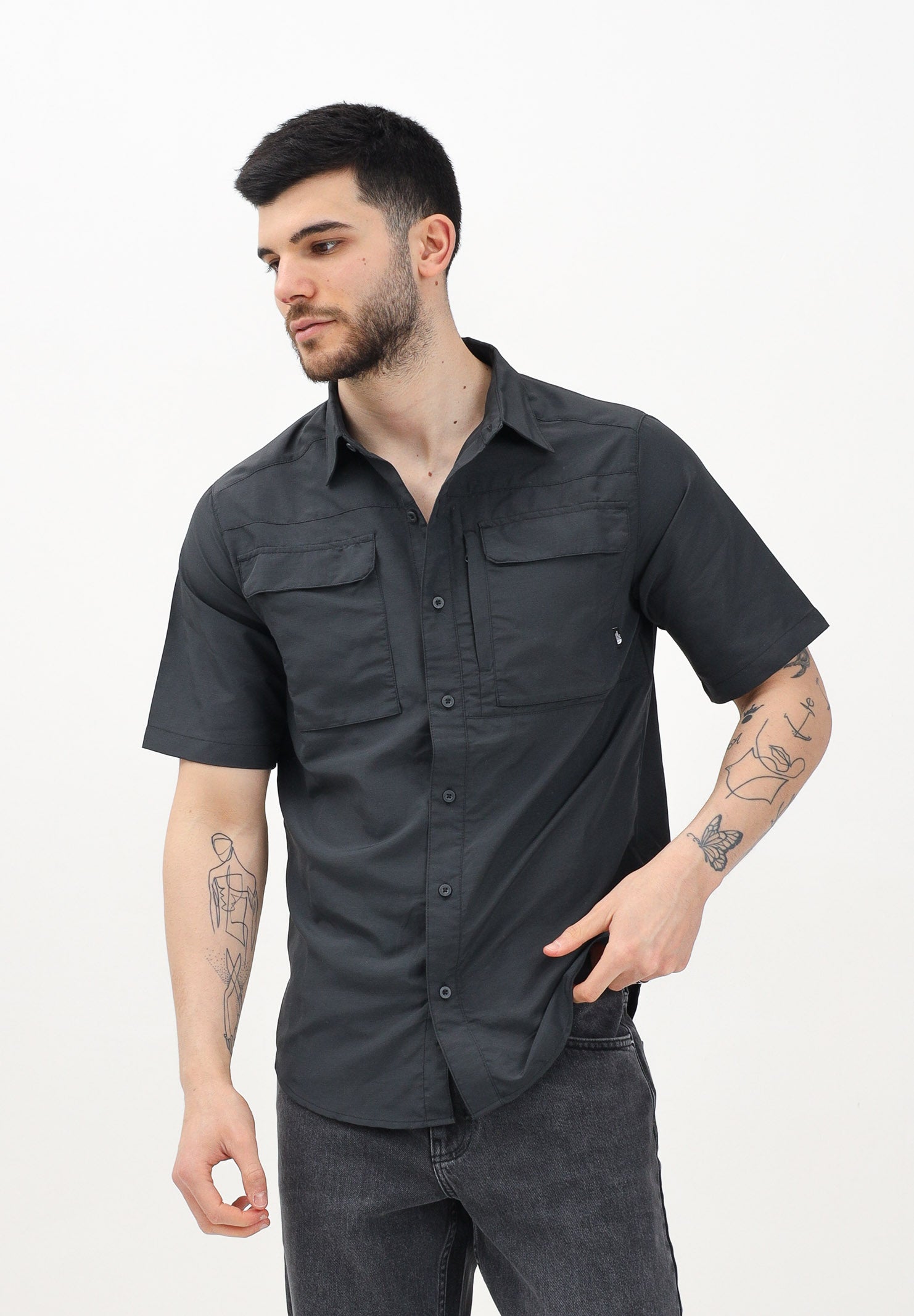 THE NORTH FACE Camicia a manica corta Sequoia grigia da uomo NF0A4T194EN1 . THE NORTH FACE 