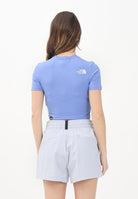 THE NORTH FACE T-shirt crop a manica corta viola da donna con logo NF0A55AO0YI1 . THE NORTH FACE 