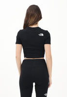 THE NORTH FACE T-shirt crop a manica corta nera da donna con logo NF0A55AOJK31 . THE NORTH FACE 