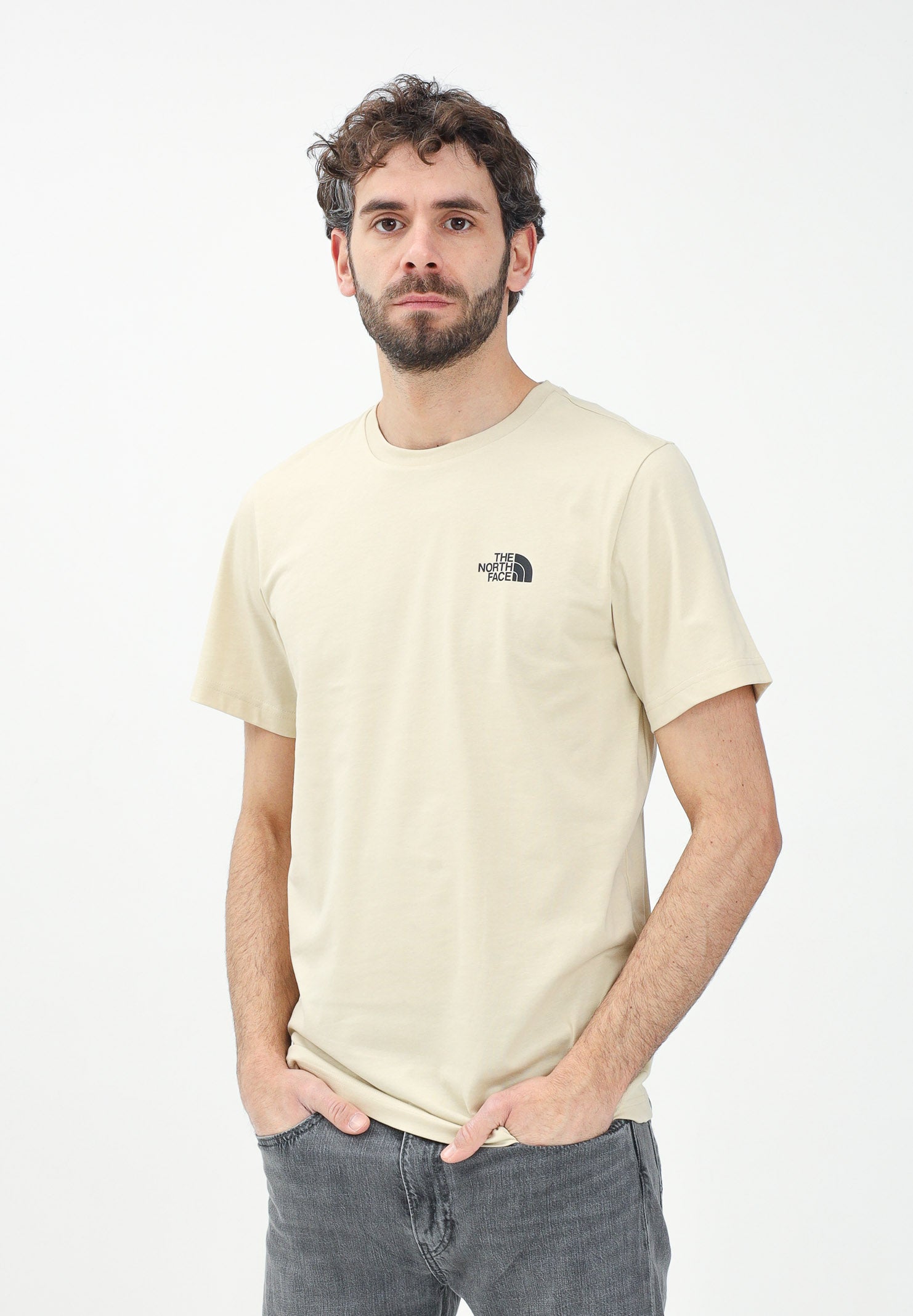 THE NORTH FACE T-shirt a manica corta Simple Dome panna da uomo NF0A87NG3X41 . THE NORTH FACE 