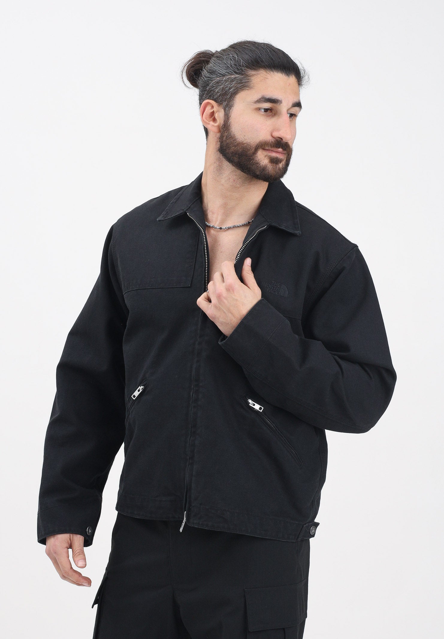 THE NORTH FACE Giubbotto di jeans Cedar Canvas in denim nero da uomo NF0A8B72JK31 . THE NORTH FACE 