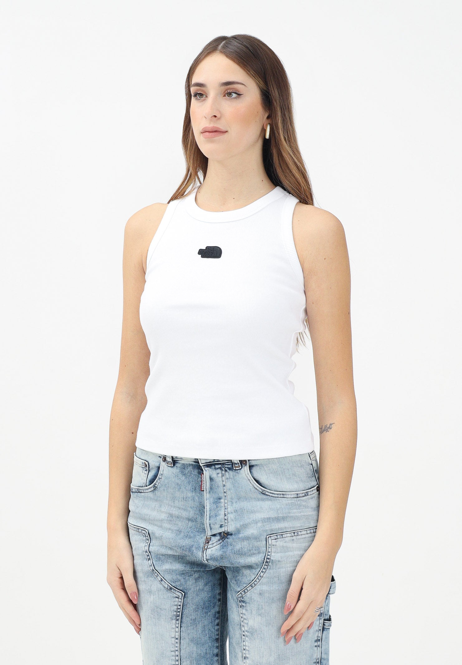THE NORTH FACE Canotta Slim Rib bianca da donna NF0A8BVTFN41 . THE NORTH FACE 