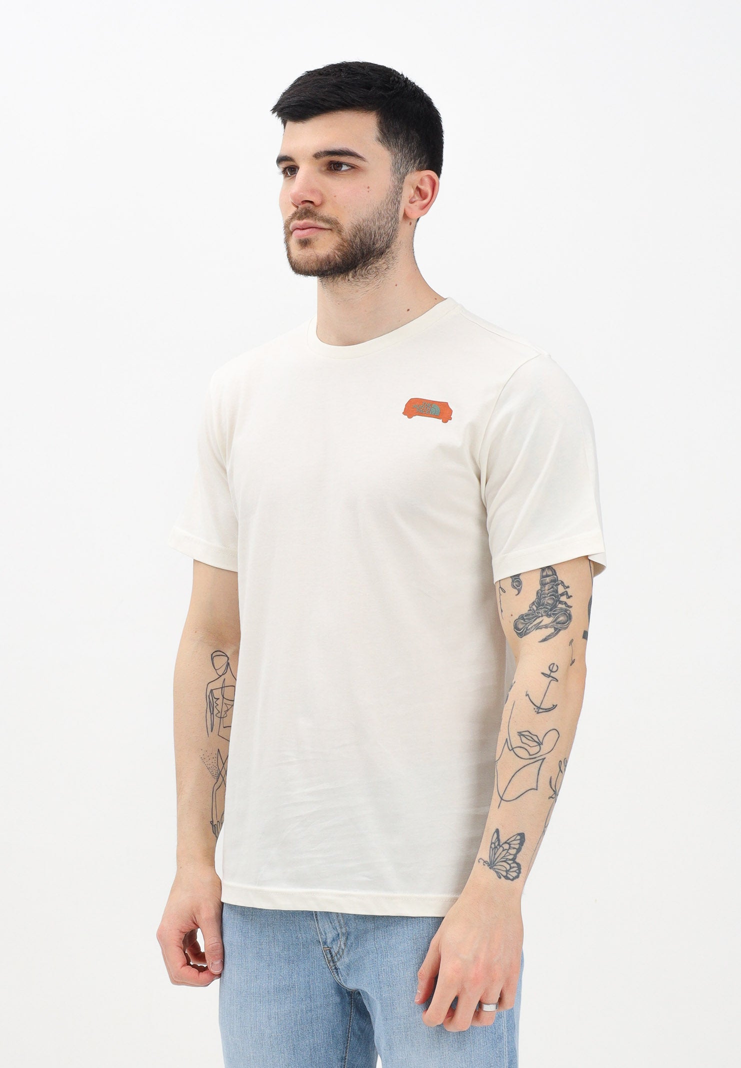 THE NORTH FACE T-shirt a manica corta Outdoor Graphic beige da uomo NF0A8C1ZQLI1 . THE NORTH FACE 
