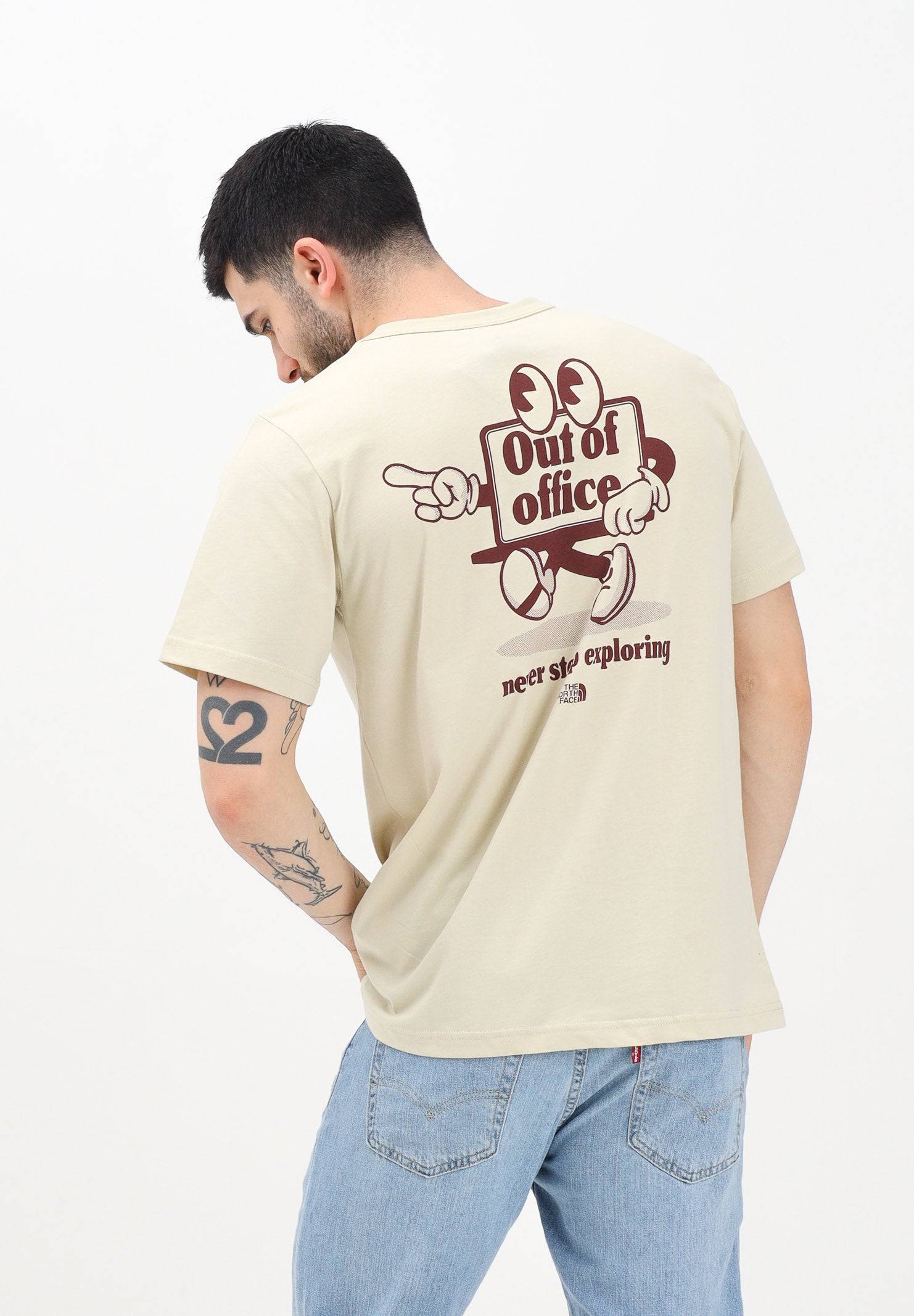 THE NORTH FACE T-shirt a manica corta Relaxed Cartoon beige da uomo NF0A8C303X41 . THE NORTH FACE 