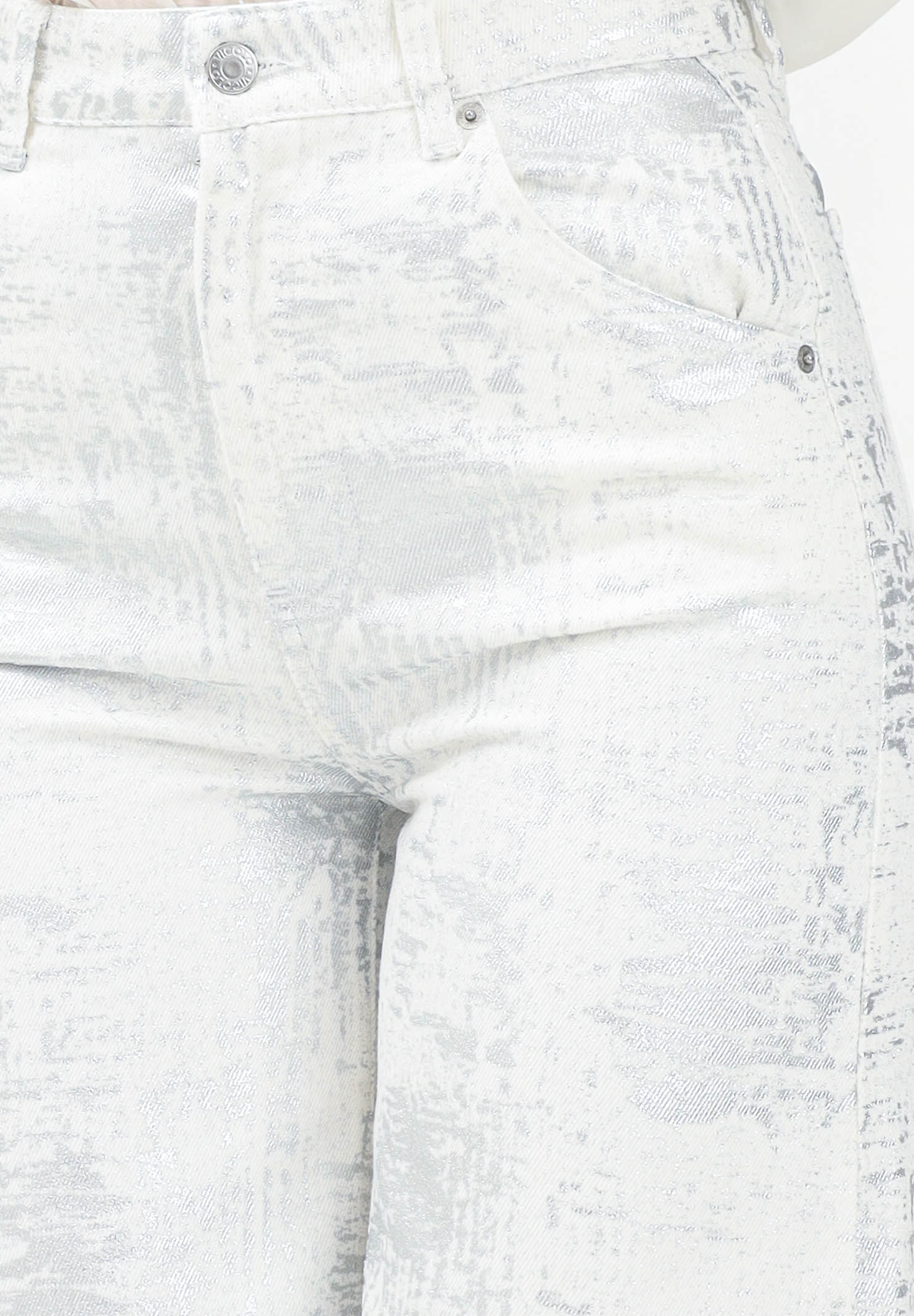 VICOLO Jeans a palazzo bianco da donna con dettagli argento DD5128 AAR VICOLO 