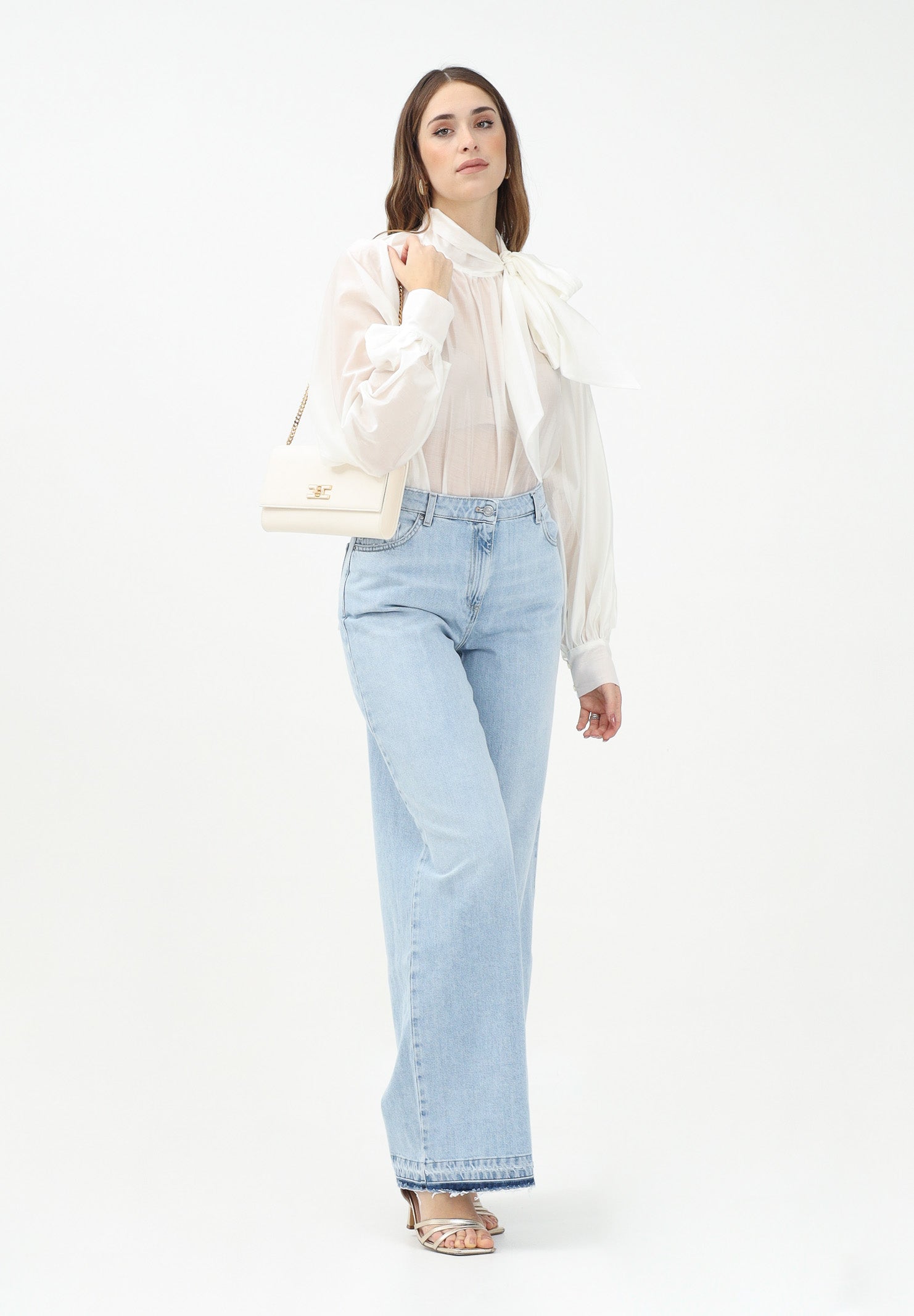 VICOLO Jeans a palazzo in denim chiaro da donna DD5142 ADE VICOLO 